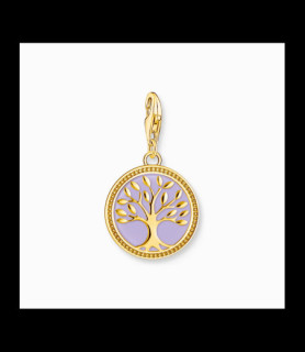 THOMAS SABO  Pendentif Charm arbre de vie orné d’émail à froid violet plaqué or