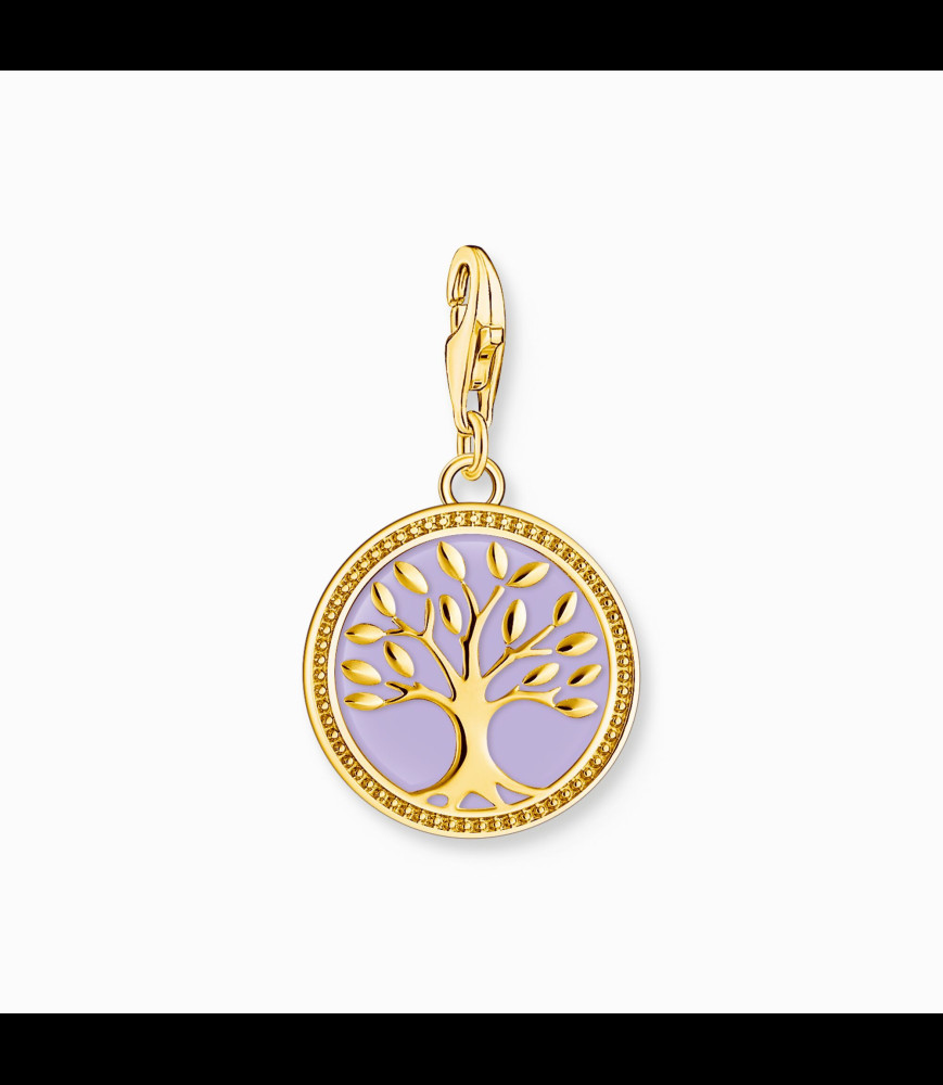THOMAS SABO  Pendentif Charm arbre de vie orné d’émail à froid violet plaqué or
