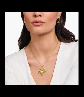 THOMAS SABO Pendentif avec anneau planétaire et pierres multicolores plaqué or