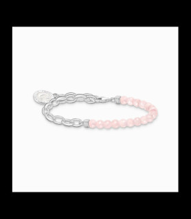 THOMAS SABO Bracelet Charm avec beads de quartz rose et Coin argent