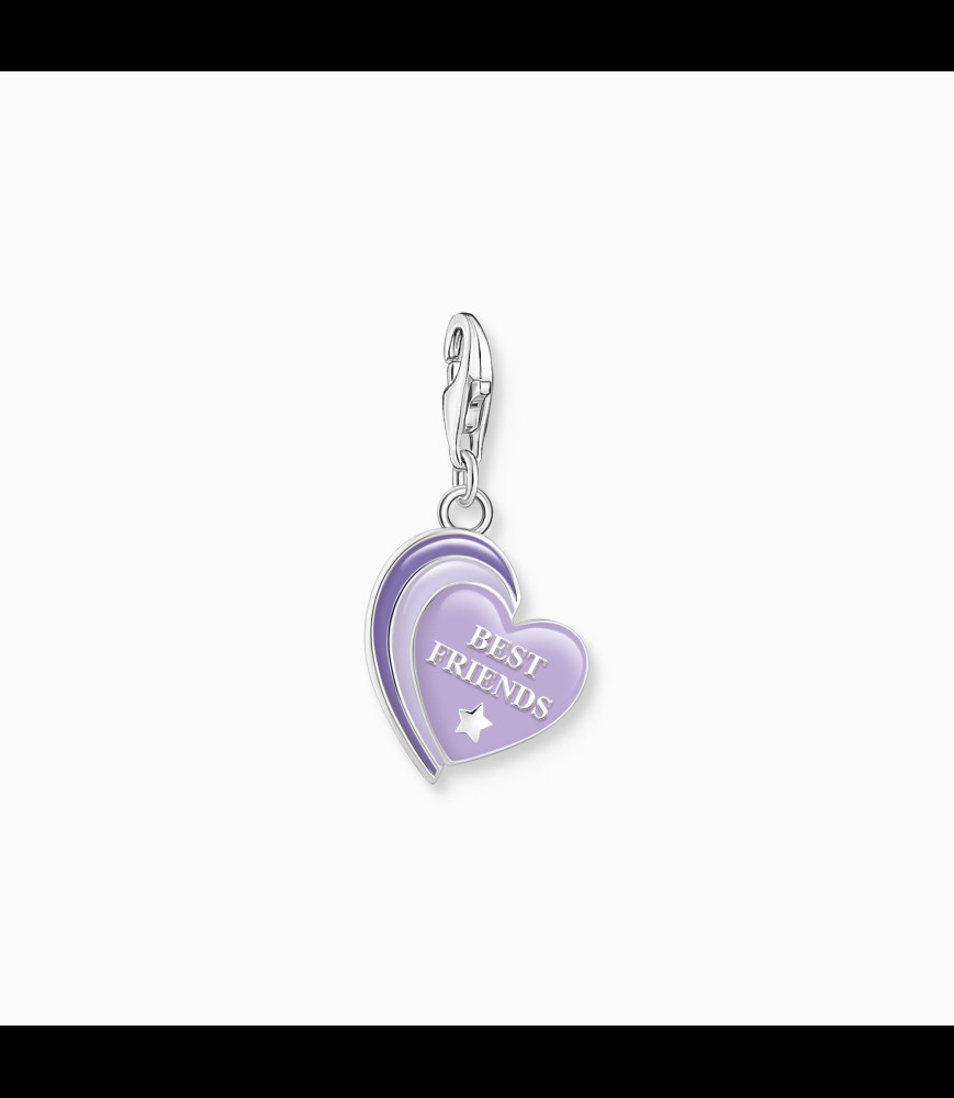 THOMAS SABO Pendentif Charm Best Friends orné d’émail à froid violet en argent noirci