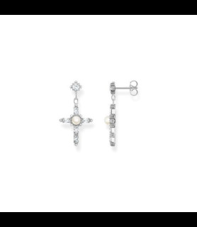 THOMAS SABO Boucles d'oreilles Croix Cross Romance blanc argent