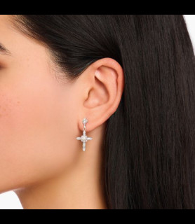 THOMAS SABO Boucles d'oreilles Croix Cross Romance blanc argent