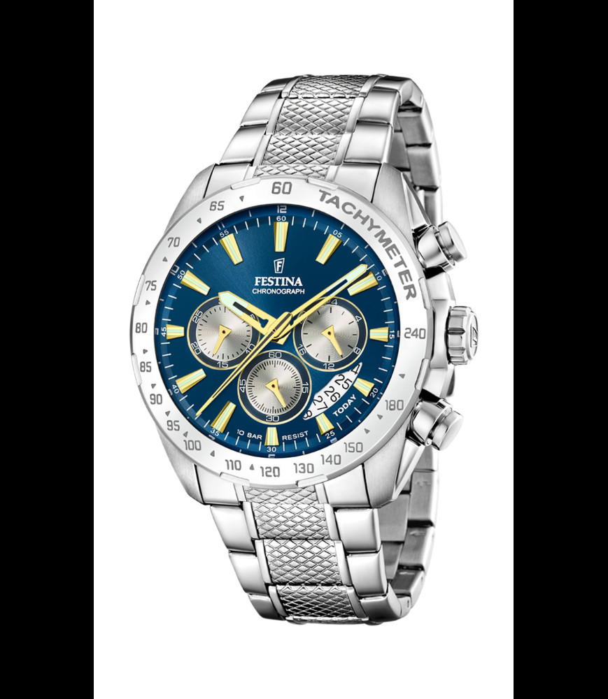 FESTINA MONTRE TIMELESS CHRONOGRAPH F20668/5 BLEU BRACELET EN ACIER INOXYDABLE HOMME