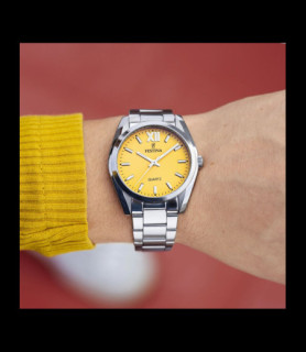 FESTINA MONTRE FESTINA F20622/G JAUNE, BRACELET EN ACIER INOXYDABLE 316L, FEMME