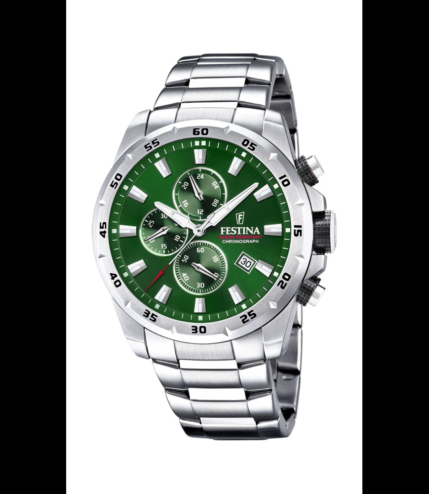 FESTINA  MONTRE FESTINA F20463/3 VERT, BRACELET ACIER INOXYDABLE, HOMME