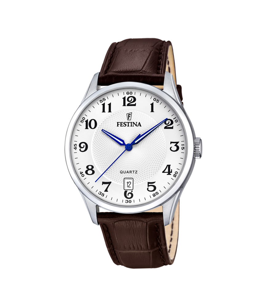 FESTINA MONTRE FESTINA CLASSICS F20426/1 BLANC, BRACELET CUIR, HOMME