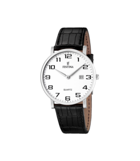 FESTINA MONTRE FESTINA CLASSICS F16476/1 BLANC, BRACELET CUIR, HOMME