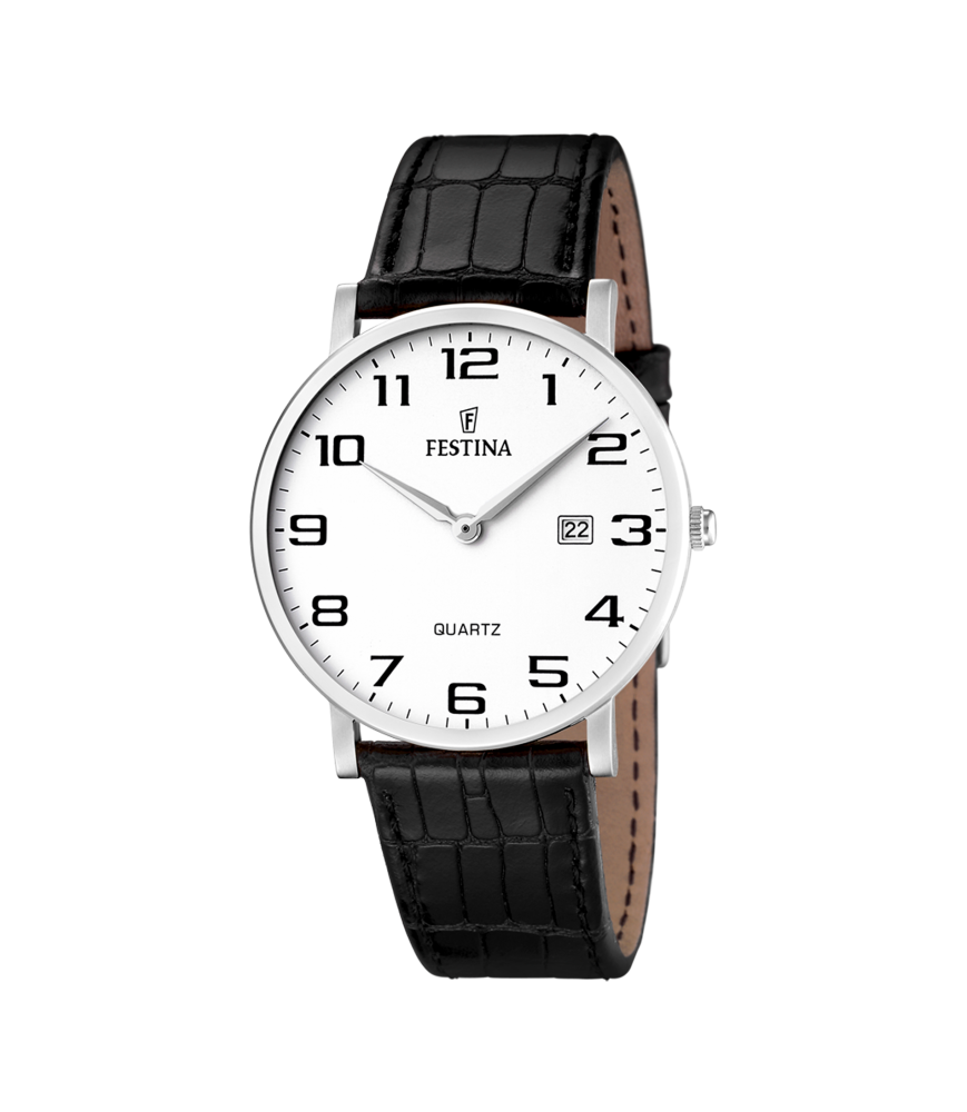FESTINA MONTRE FESTINA CLASSICS F16476/1 BLANC, BRACELET CUIR, HOMME