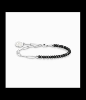 THOMAS SABO Bracelet Charm avec noires beads de onyx argent   19 CM