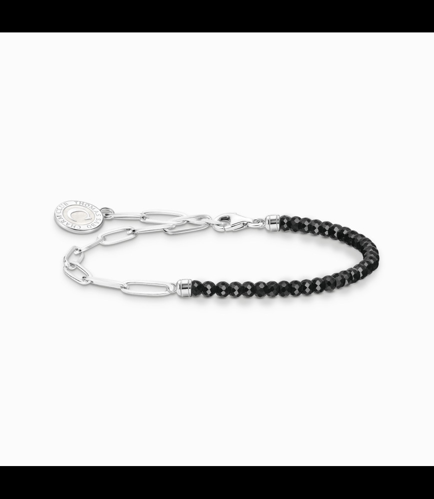 THOMAS SABO Bracelet Charm avec noires beads de onyx argent   19 CM