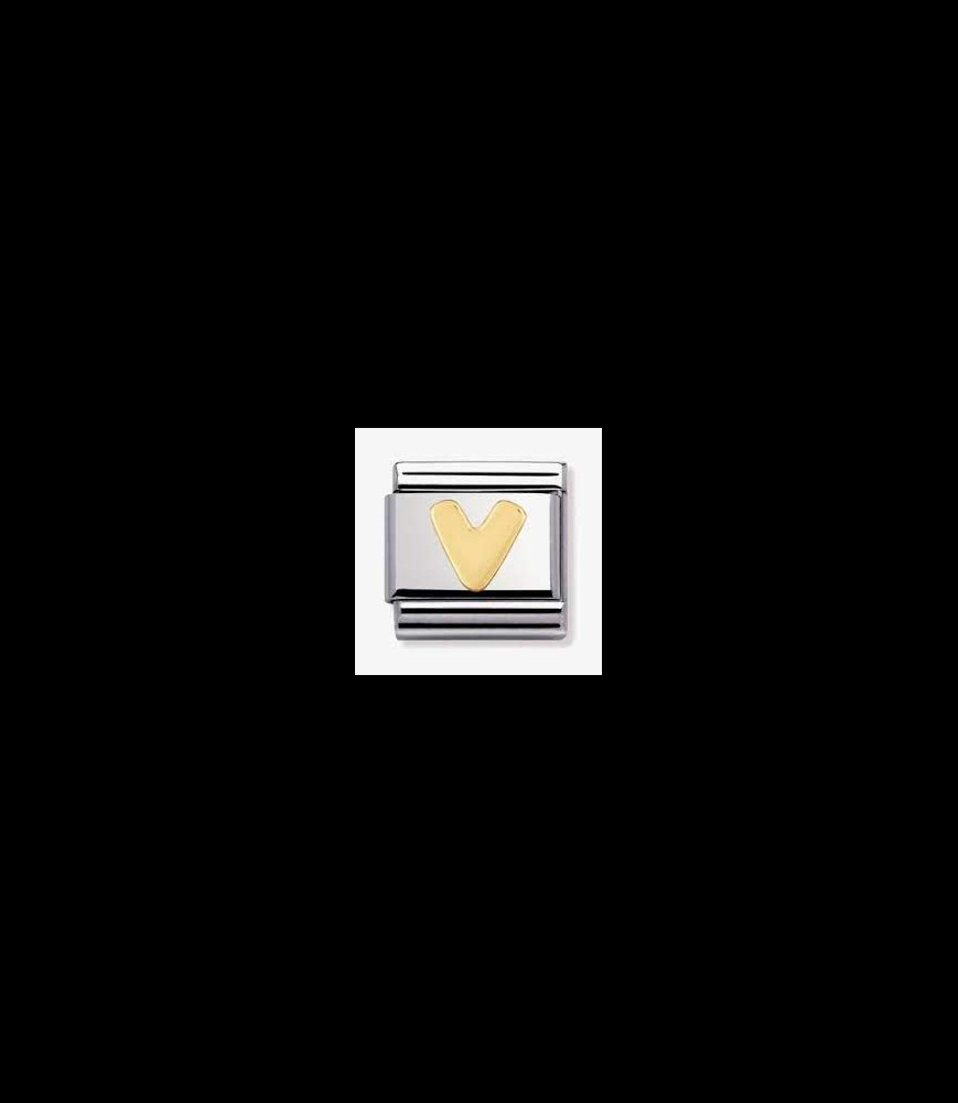 NOMINATION maillon lettre V or et acier