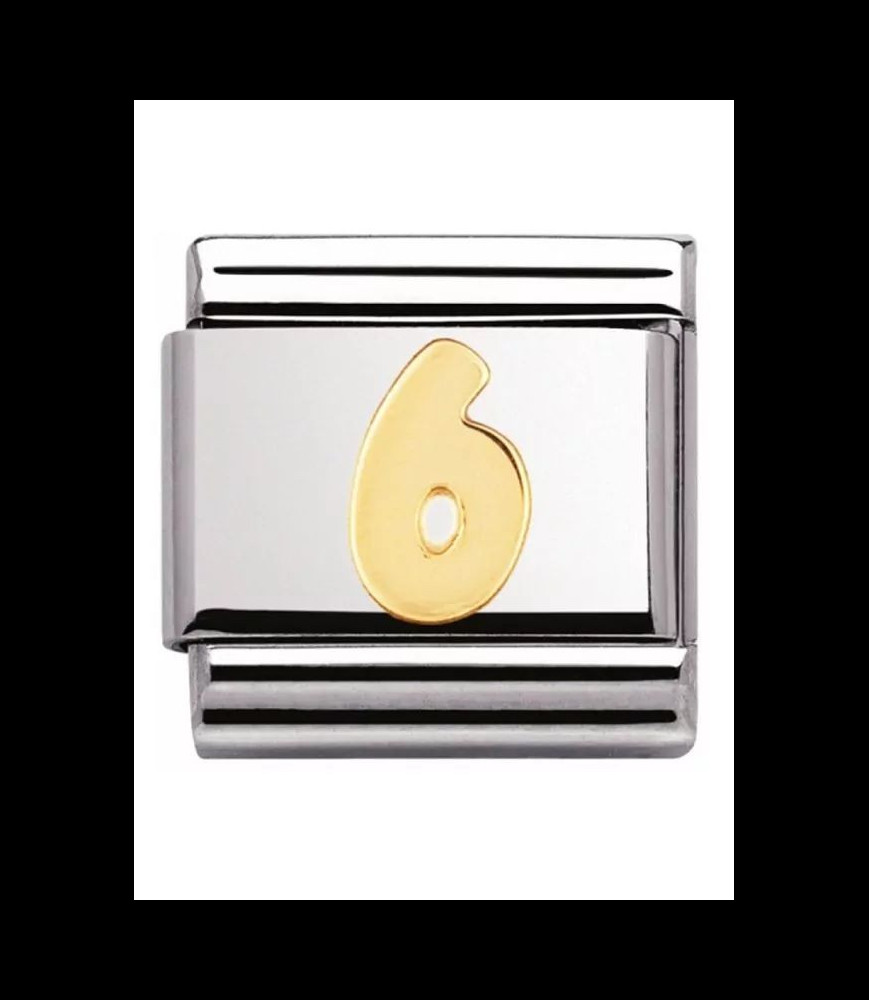 NOMINATION maillon chiffre 6 or et acier