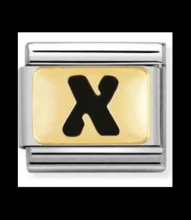 NOMINATION maillon lettre X  noire fond doré