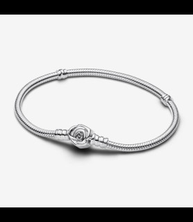 PANDORA Bracelet Maille Serpent Fermoir Rose en Fleur Pandora Moments