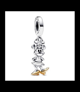 PANDORA Disney 100 Minnie sterling silver and 14k gold dangle with 0.009 ct TW GHI SI1+ round brilliant-cut lab-created diamond 