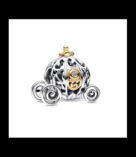PANDORA Disney 100 Cinderella carriage sterling silver and 14k gold charm with 0.015 ct TW GHI/SI1+ round brilliant-cut lab-crea