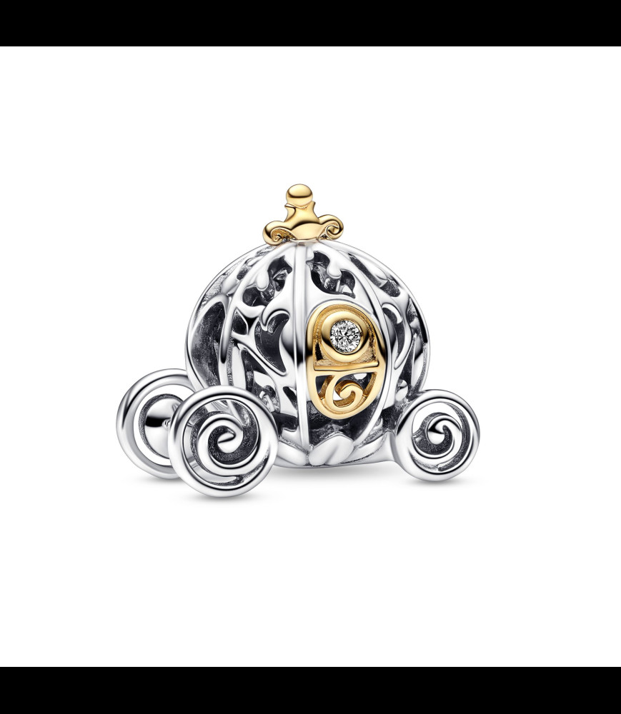 PANDORA Disney 100 Cinderella carriage sterling silver and 14k gold charm with 0.015 ct TW GHI/SI1+ round brilliant-cut lab-crea