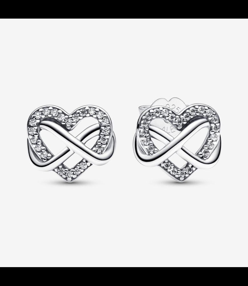 PANDORA Clous d'Oreilles Cœur Infini Scintillants