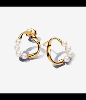 PANDORA Clous d’Oreilles Cercle Organique et Perles de Culture