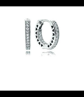 PANDORA Boucles d'Oreilles Créoles Cœur Pavé