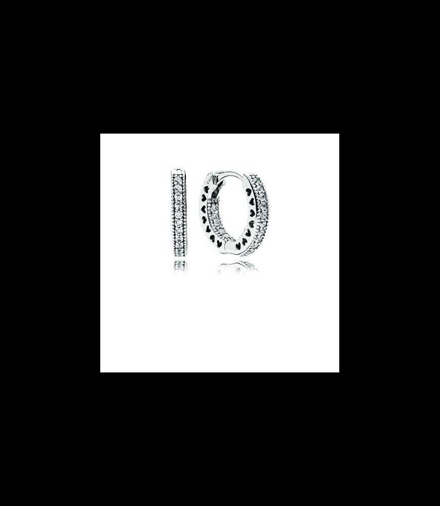 PANDORA Boucles d'Oreilles Créoles Cœur Pavé