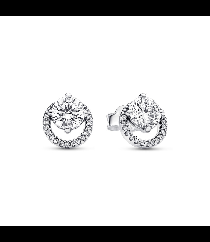 PANDORA Clous d'Oreilles Halo Rond Scintillant
