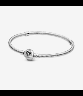 PANDORA Bracelet Pandora Moments maille serpent fermoir infini cœur en argent, taille 21 CM
