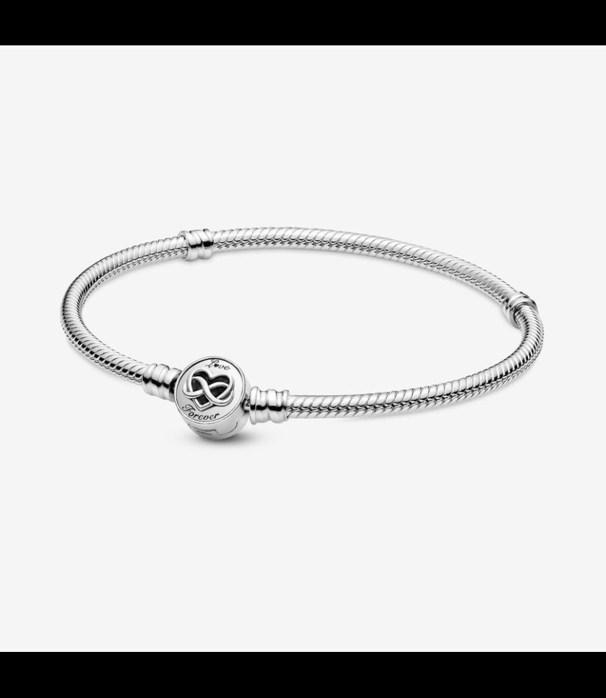 PANDORA Bracelet Pandora Moments maille serpent fermoir infini cœur en argent, taille 21 CM