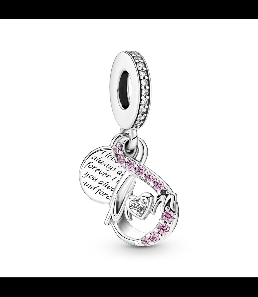 PANDORA Charm PANDORA Pendant Double Mom et Infini Pavé