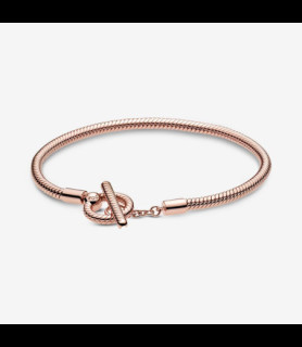 PANDORA Bracelet Pandora Icons maille serpent fermoir en t moments en métal doré rose, 19 CM