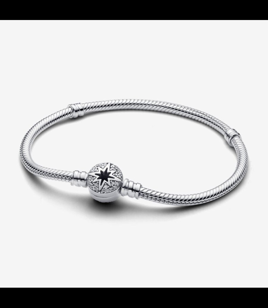 PANDORA Bracelet à maille serpent avec fermoir étoile polaire en argent sterling et oxyde de zirconium