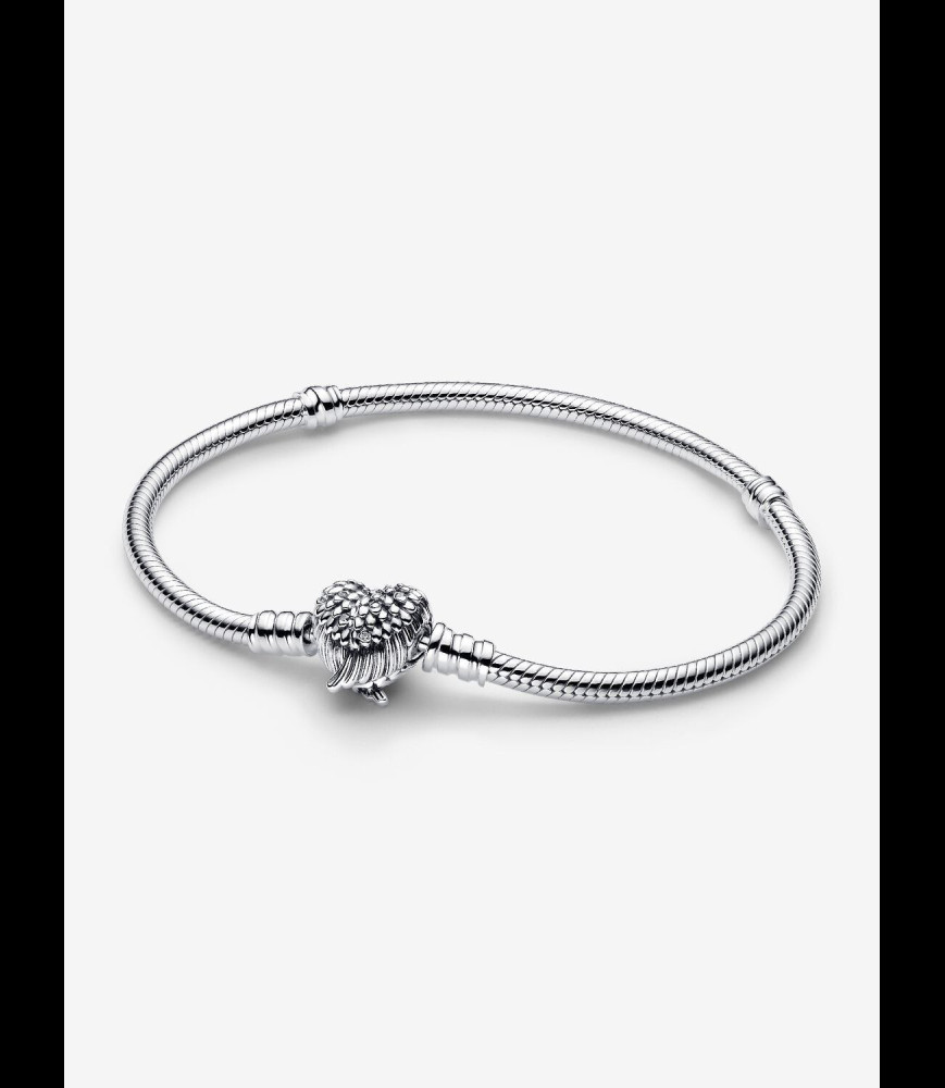 PANDORA Bracelet Maille Serpent Fermoir Ailes Cœur en édition limitée