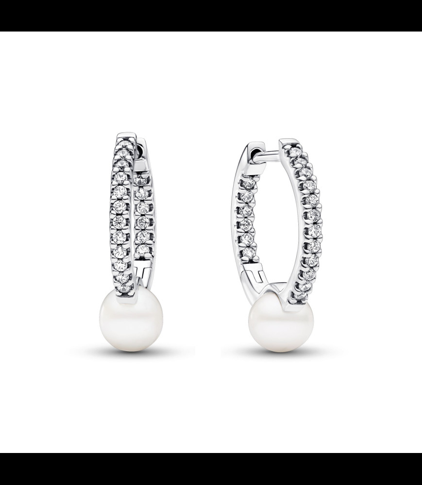 PANDORA Créoles Perle de Culture dEau Douce Traitée et Pavé