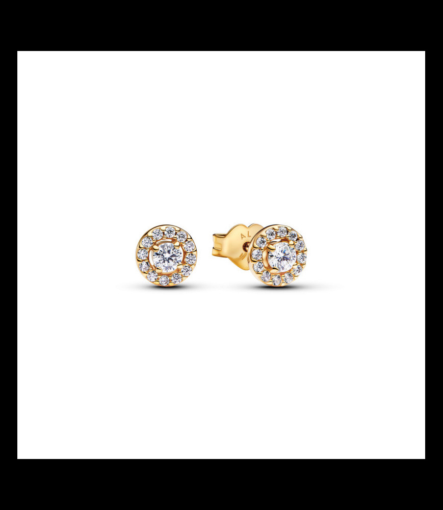 PANDORA Clous d'Oreilles Halo Pavé Rond