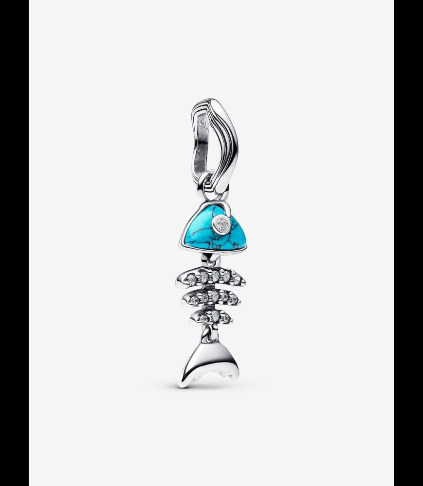 PANDORA Charm Pendant Arête de Poisson Turquoise