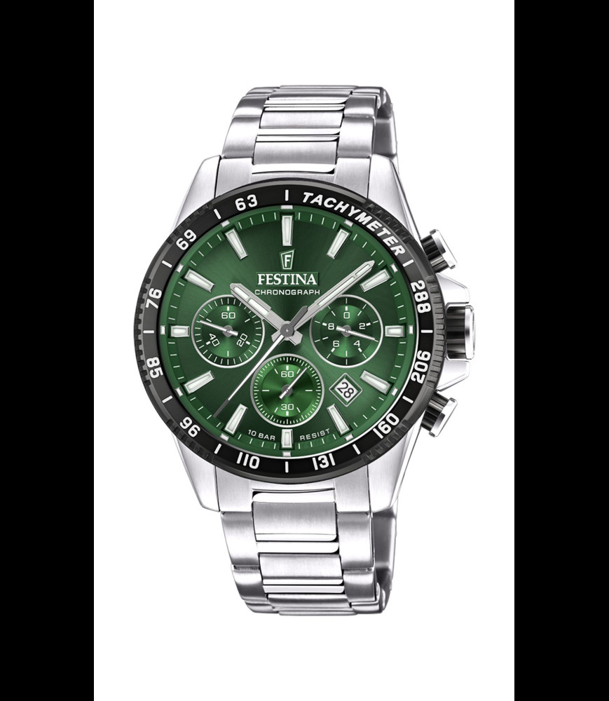 FESTINA MONTRE FESTINA F20560/4 VERT, BRACELET ACIER INOXYDABLE, HOMME