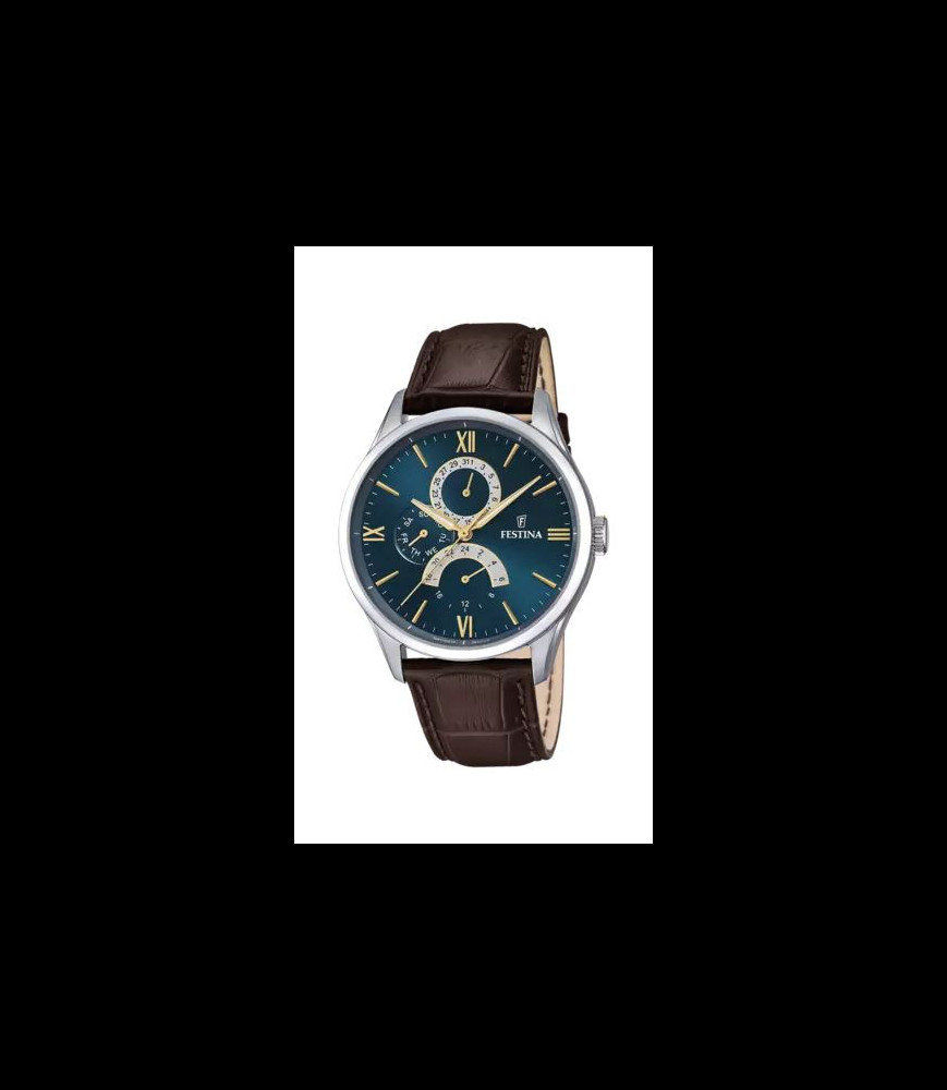 FESTINA MONTRE FESTINA F16823/A BLEU, BRACELET CUIR, HOMME