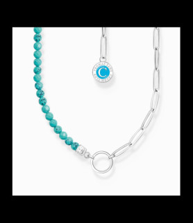 THOMAS SABO Collier Charmista Coin Perles Turquoise SYNTHETIQUES Argent 925, 40 cm à 45 cm -