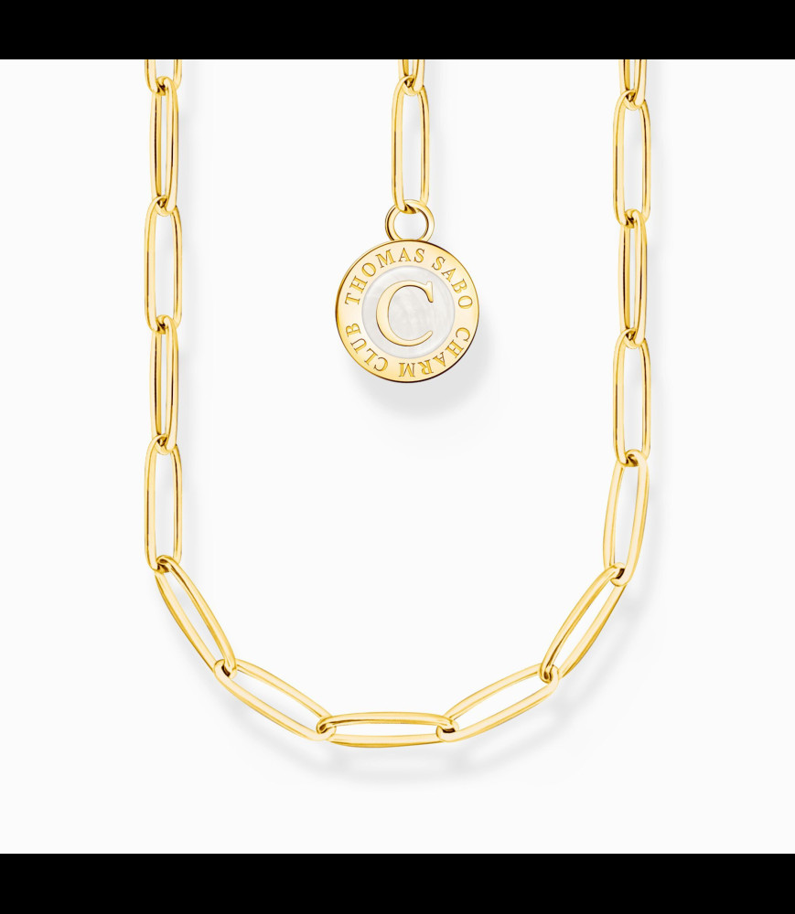 THOMAS SABO Chaîne Charm avec un médaille blanc plaqué or 45CM